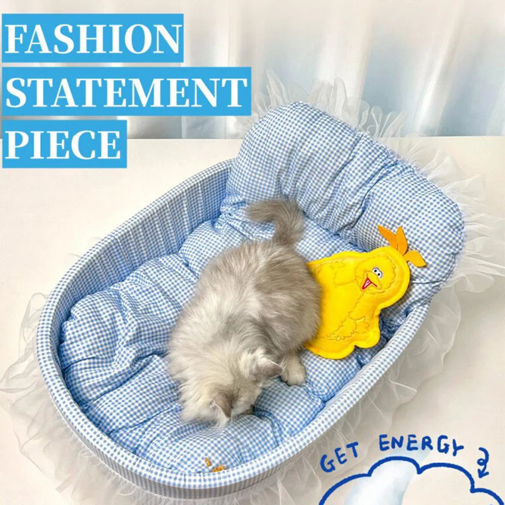 Lace-Trimmed Princess Sofa Bed for Cats Dogs