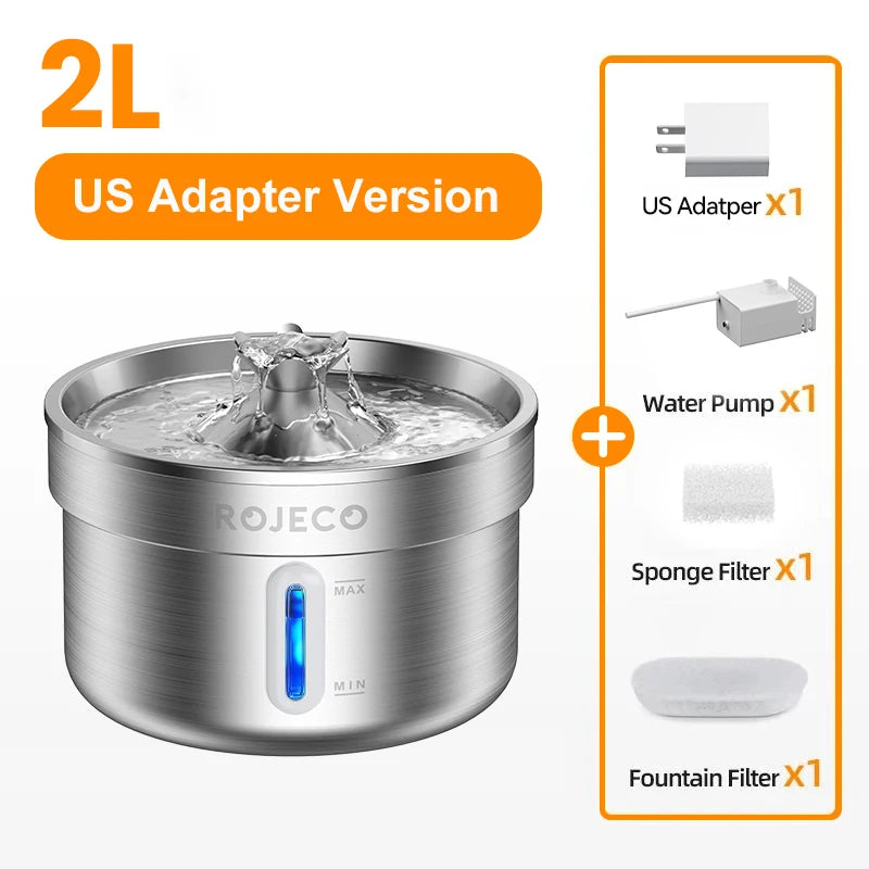 ROJECO Stainless Steel Smart Pet Fountain