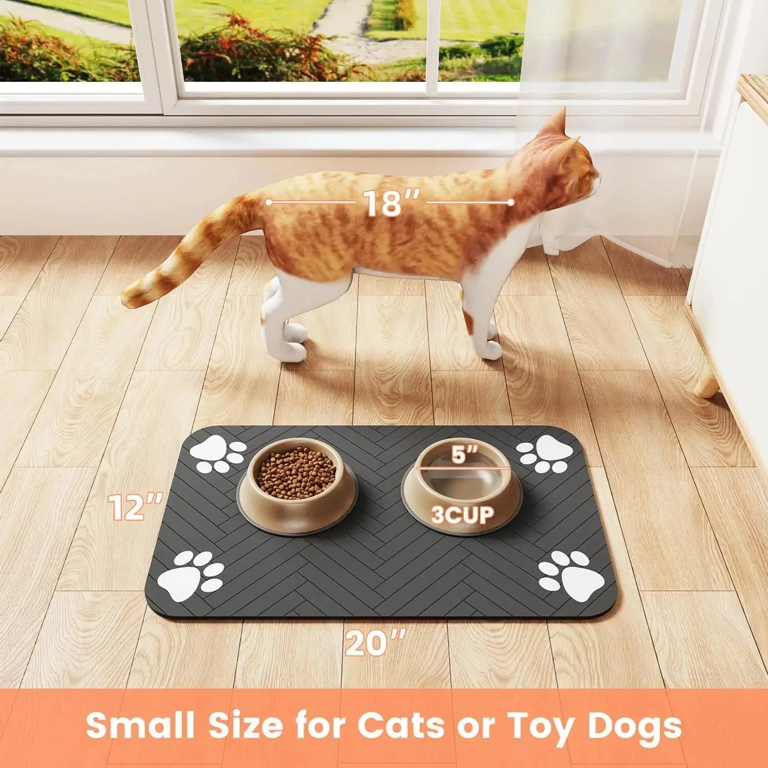 Absorbent Non-Slip Feeding Mat for Dogs and Cats