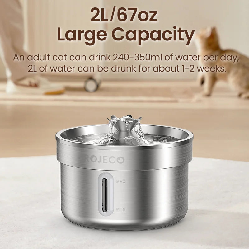 ROJECO Stainless Steel Smart Pet Fountain