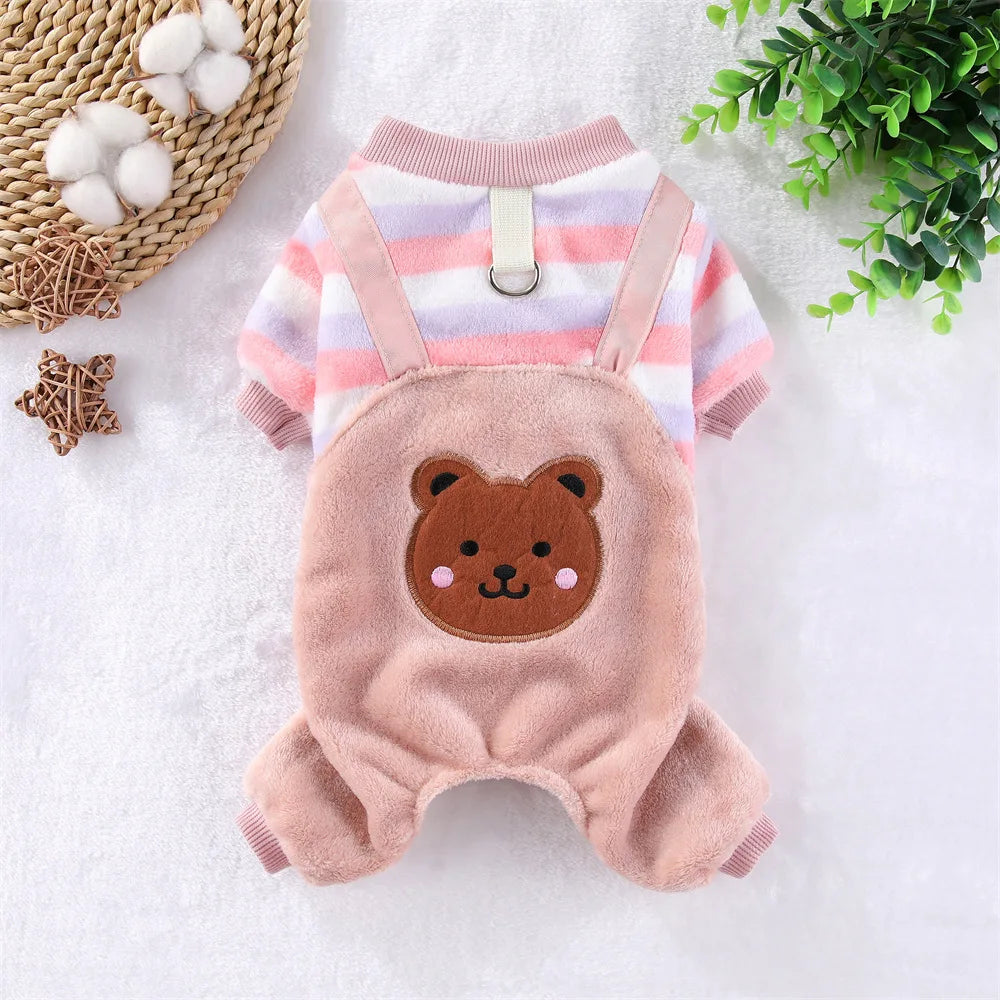 Warm Fleece Jumpsuit with Leash Ring