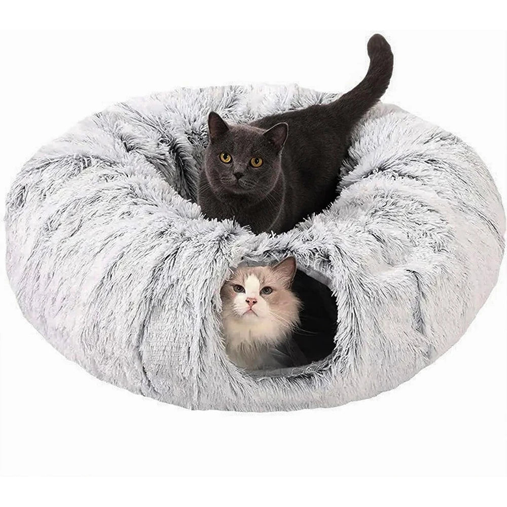 Foldable Plush Cat Tunnel Bed Cozy Hideaway
