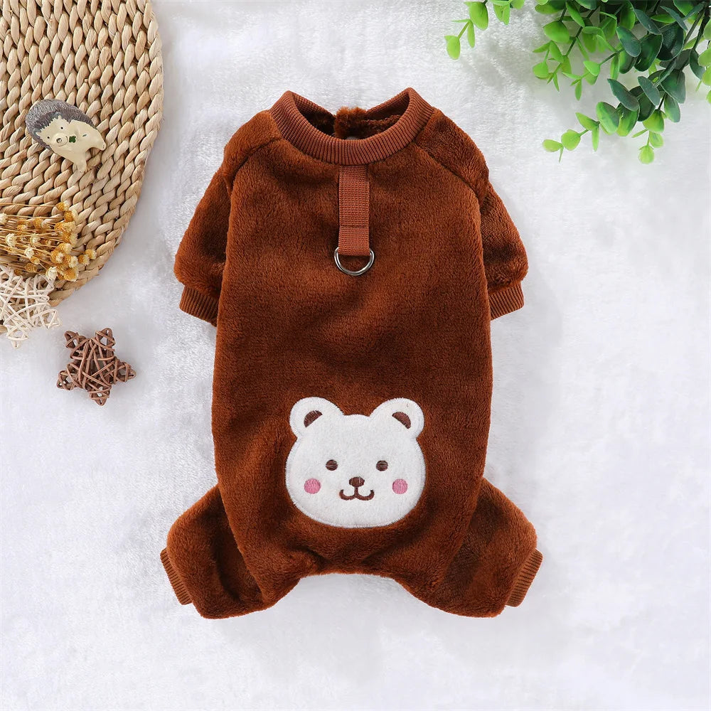 Warm Fleece Jumpsuit with Leash Ring