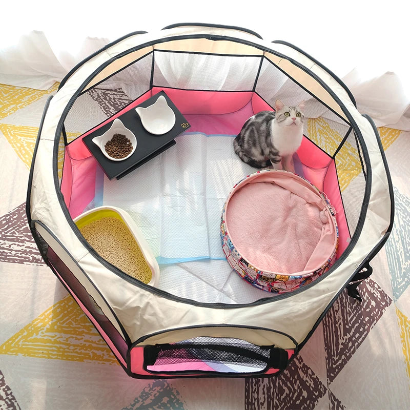 Folding Octagonal Pet Tent Outdoor Playpen Shelter
