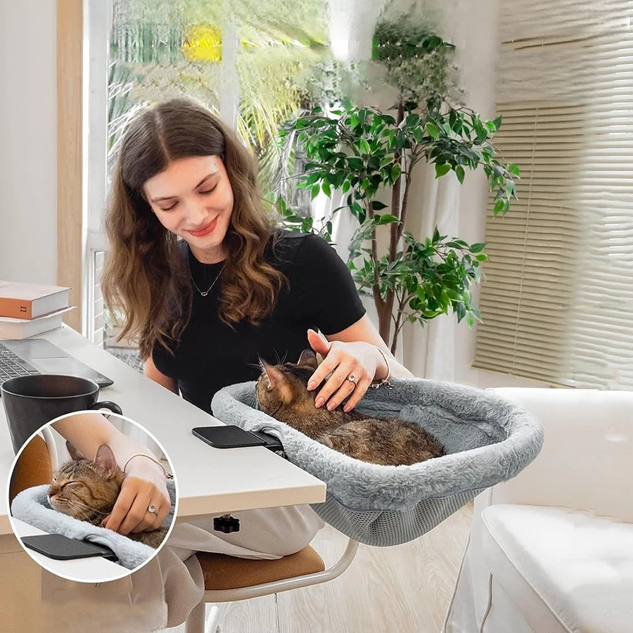 Folding Cat Desk Hammock Perch for Cats