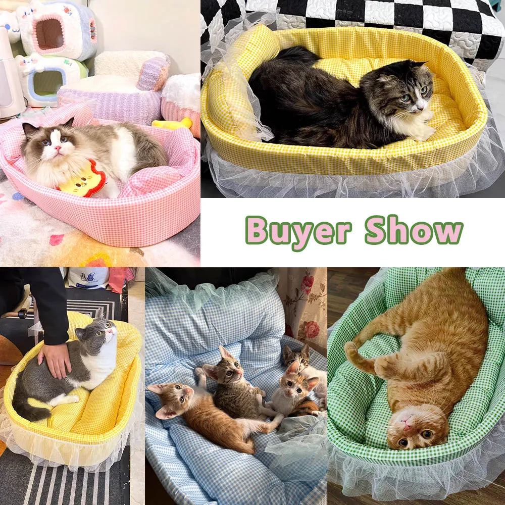 Lace-Trimmed Princess Sofa Bed for Cats Dogs