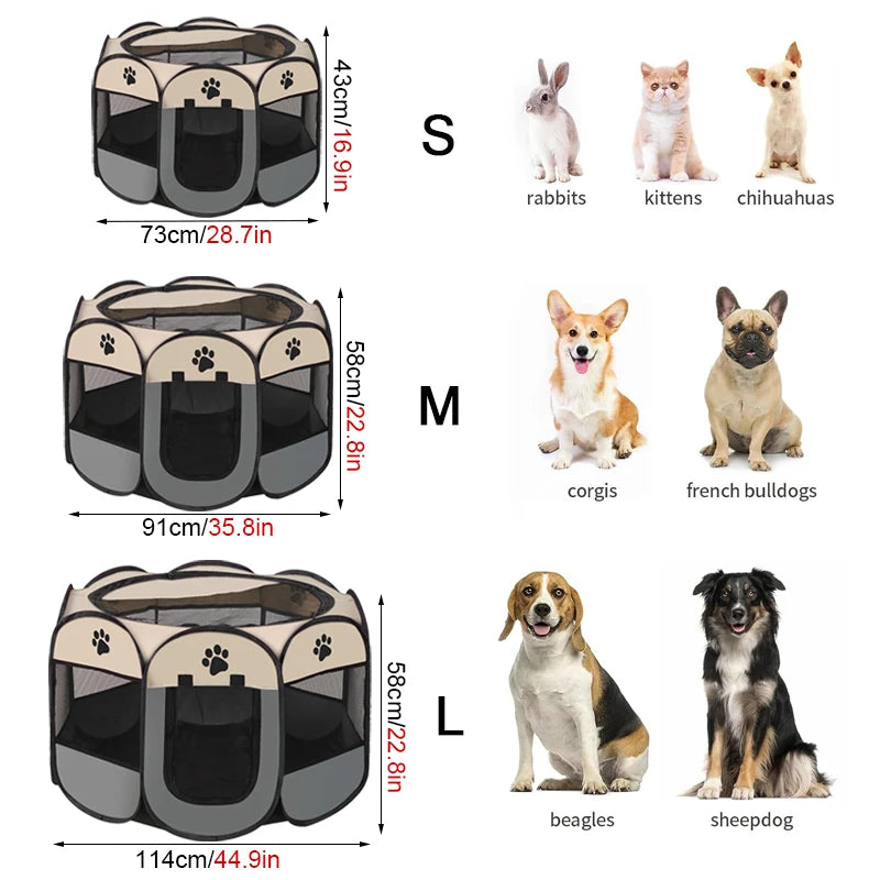 Folding Octagonal Pet Tent Outdoor Playpen Shelter