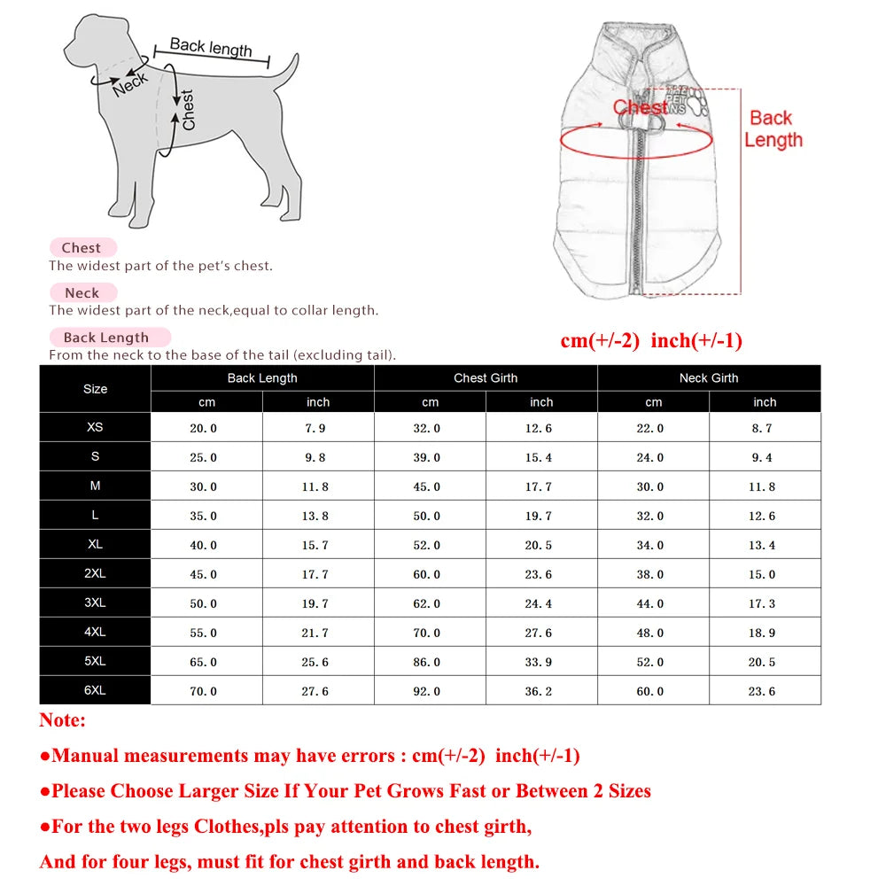 Warm Winter Pet Clothes Windproof Jacket Coat