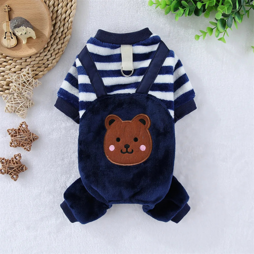 Warm Fleece Jumpsuit with Leash Ring
