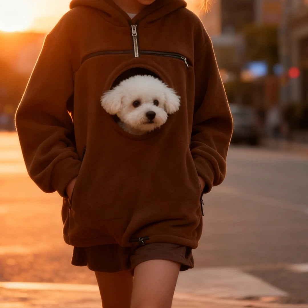 Handmade Emerald Bouclé Pet Carrier Hoodie