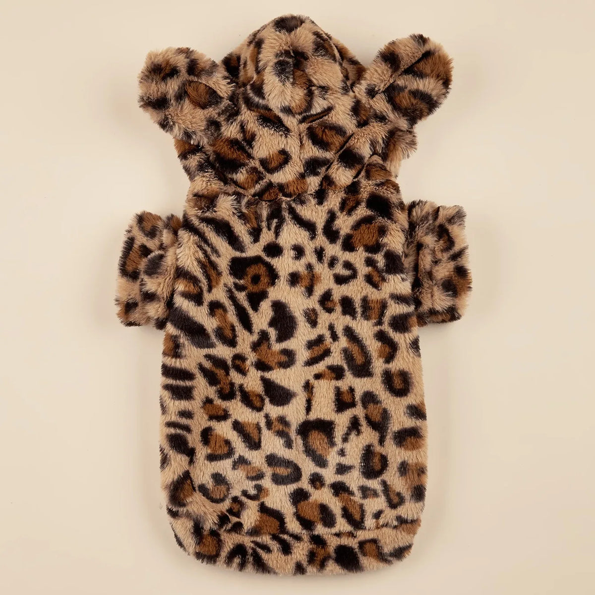 Plush Leopard Hoodie with Cute Ears