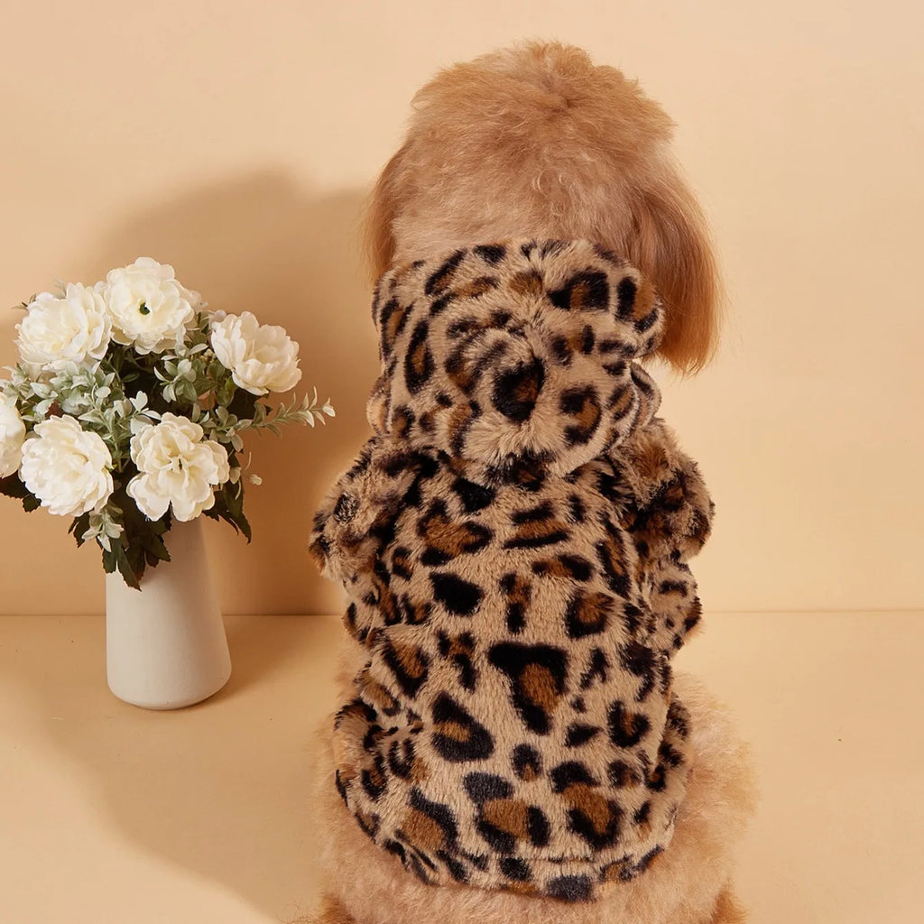 Plush Leopard Hoodie with Cute Ears