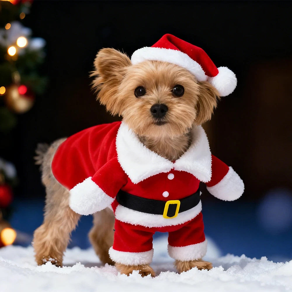 Festive Santa Costume for Small Dogs