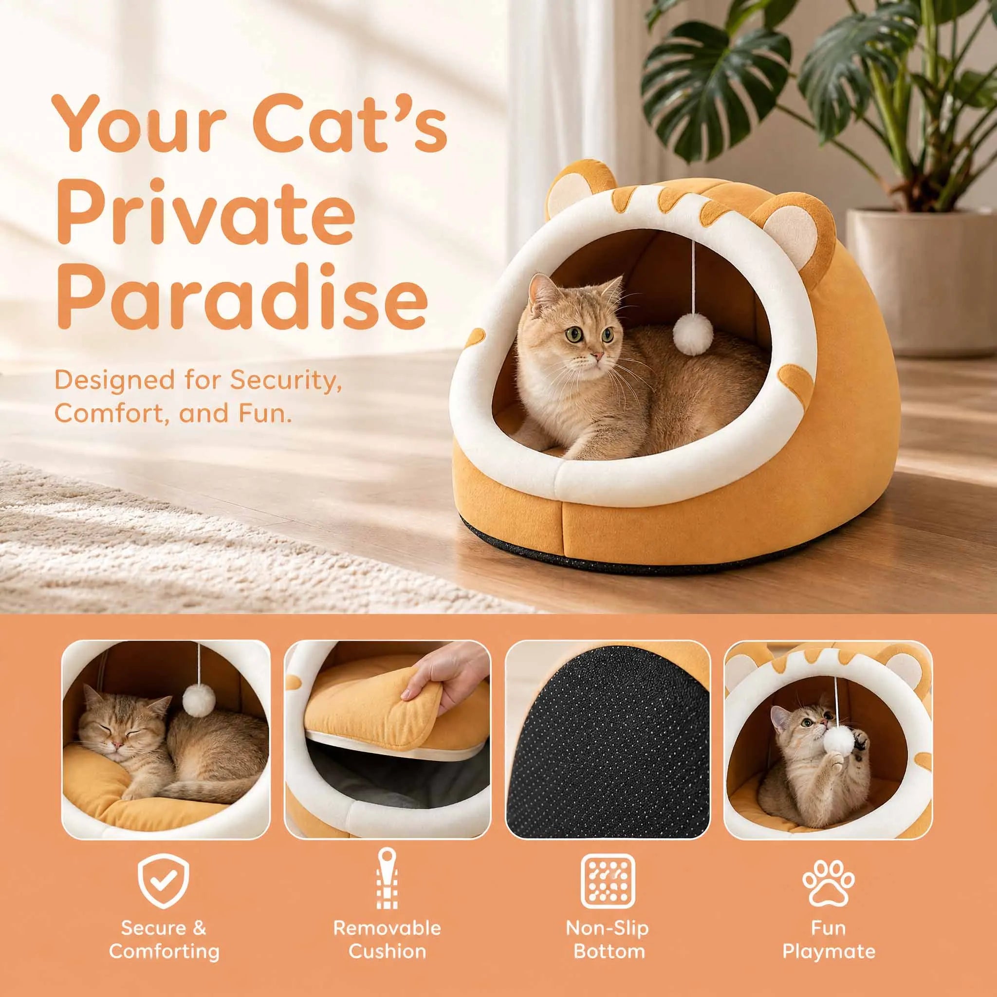 Warm Cave Cushion Cat Bed Pet House