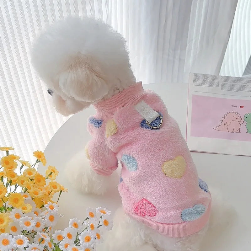 Super Soft Warm Winter Dog Jacket Hearted Print