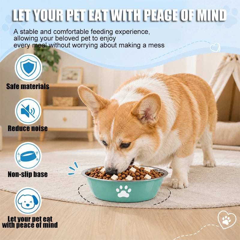 Paw Print Stainless Steel Pet Feeding Bowl