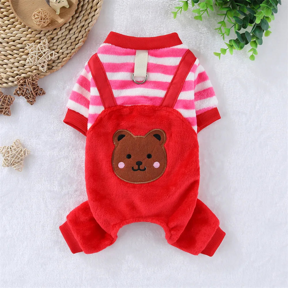 Warm Fleece Jumpsuit with Leash Ring