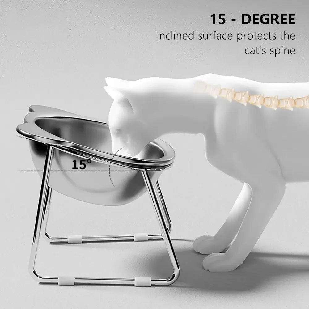 Tilted Elevated Stainless Steel Cat Bowl