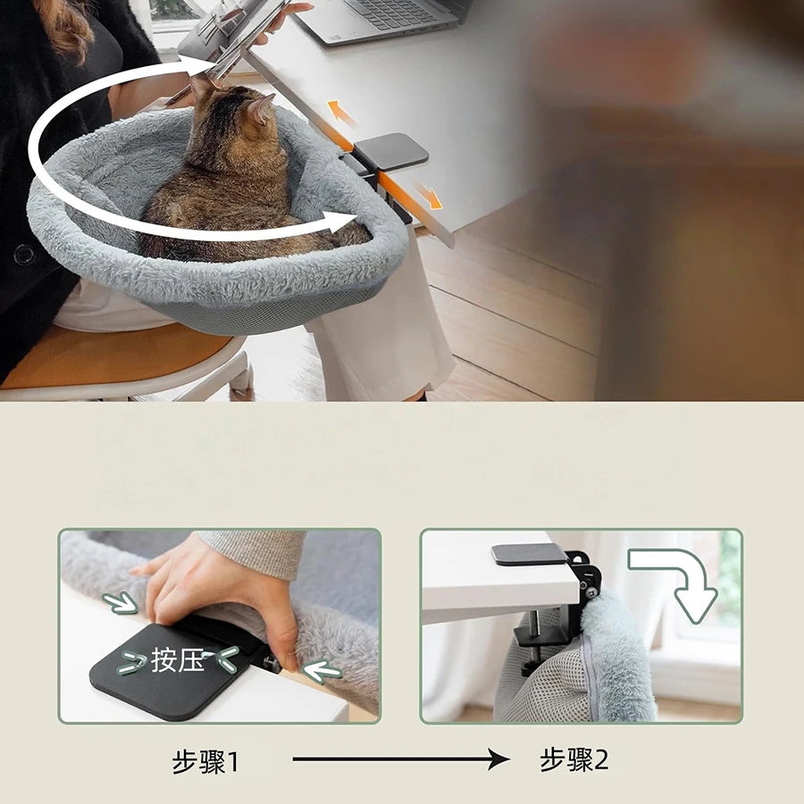 Folding Cat Desk Hammock Perch for Cats