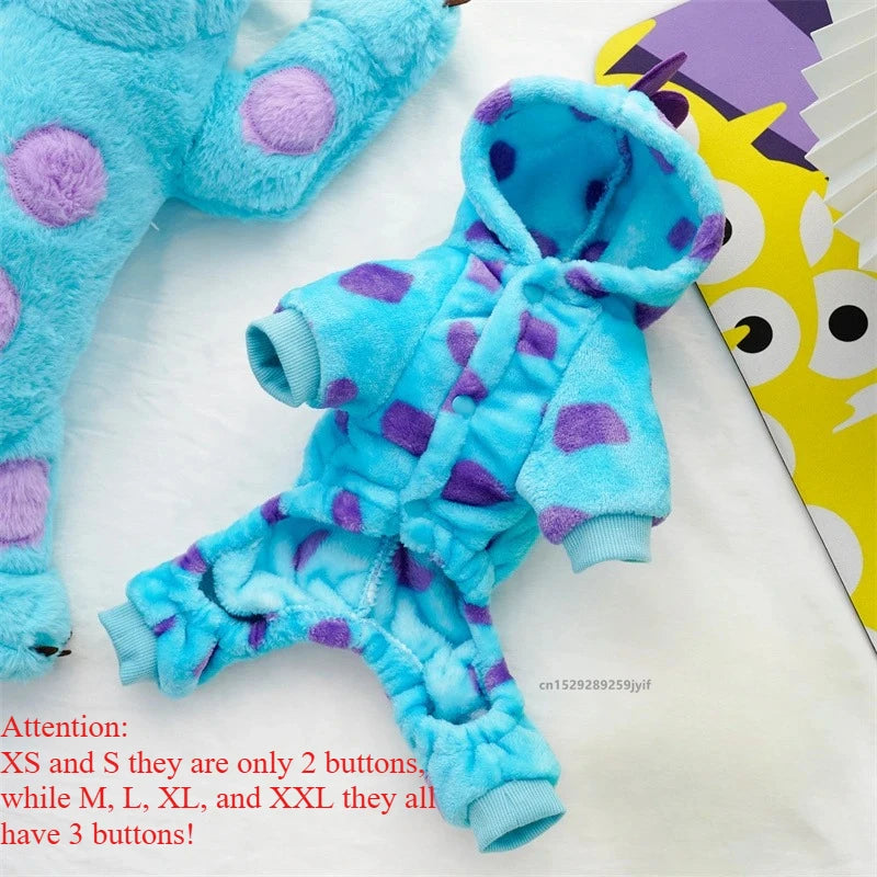 Cute Blue Dinosaur Hooded Pet Coat