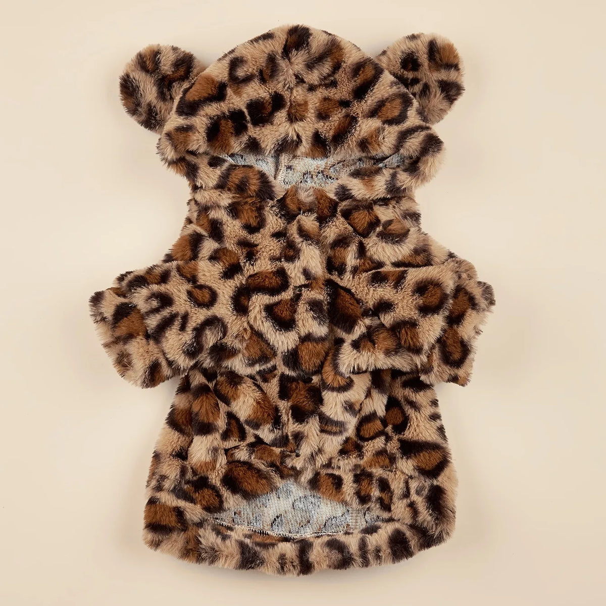 Plush Leopard Hoodie with Cute Ears