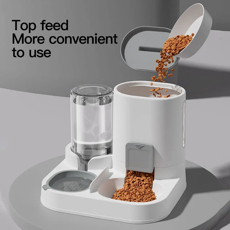 Gravity-Fed Cat Water & Food Dispenser