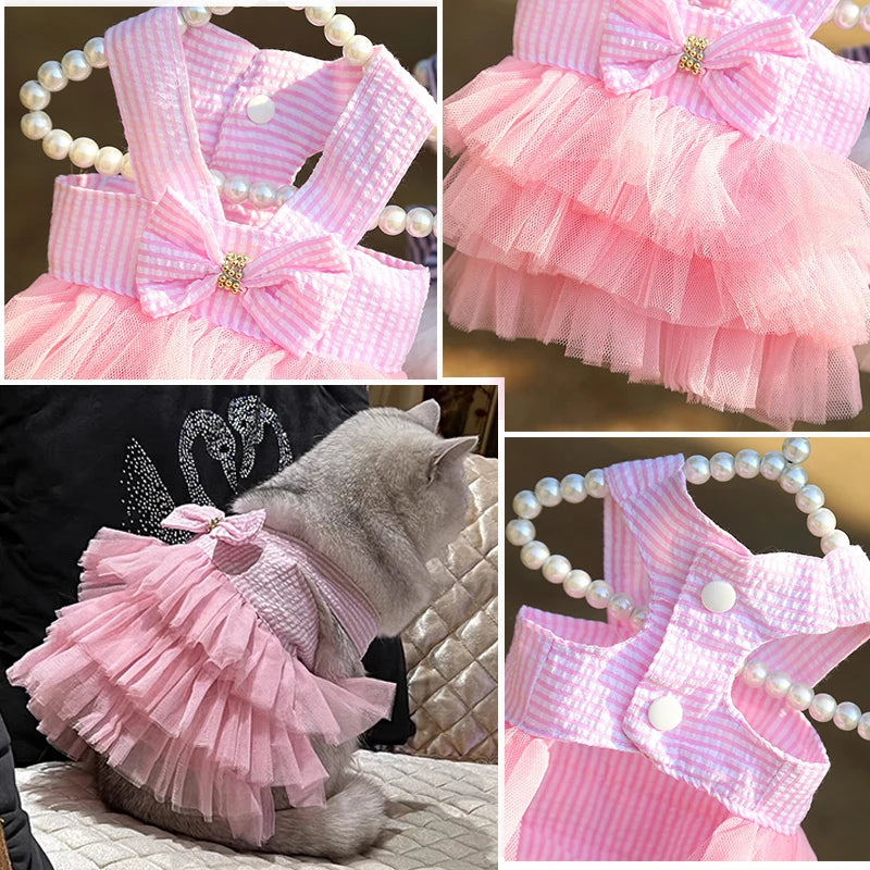 Lace Stripe Princess Dress for Dogs