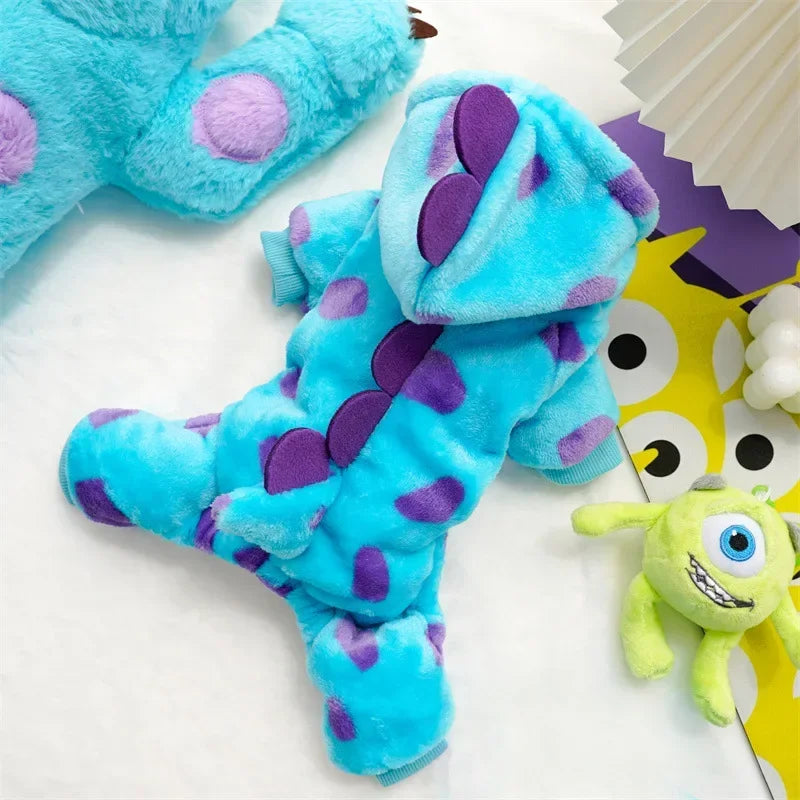 Cute Blue Dinosaur Hooded Pet Coat