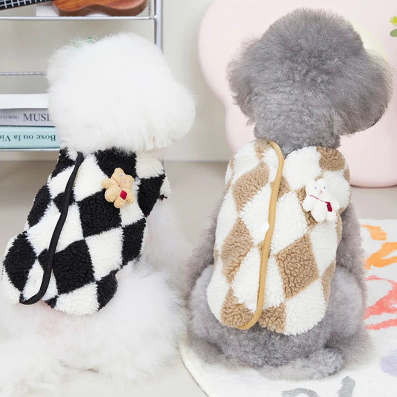 Classic Plaid Fleece Jacket for Dogs