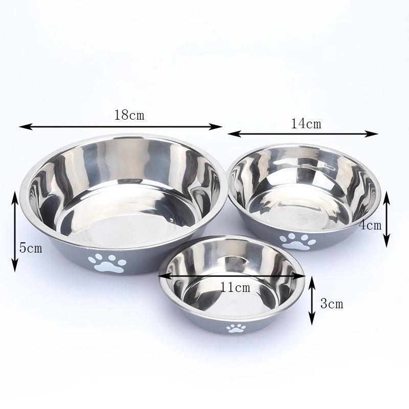 Paw Print Stainless Steel Pet Feeding Bowl
