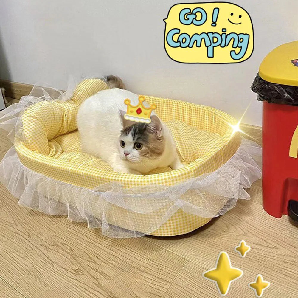 Lace-Trimmed Princess Sofa Bed for Cats Dogs