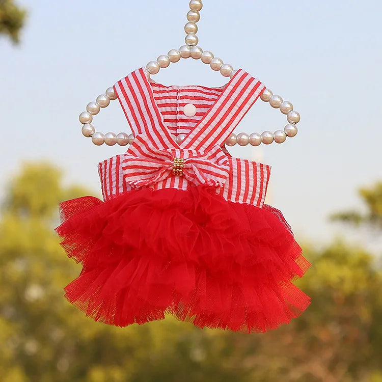 Lace Stripe Princess Dress for Dogs