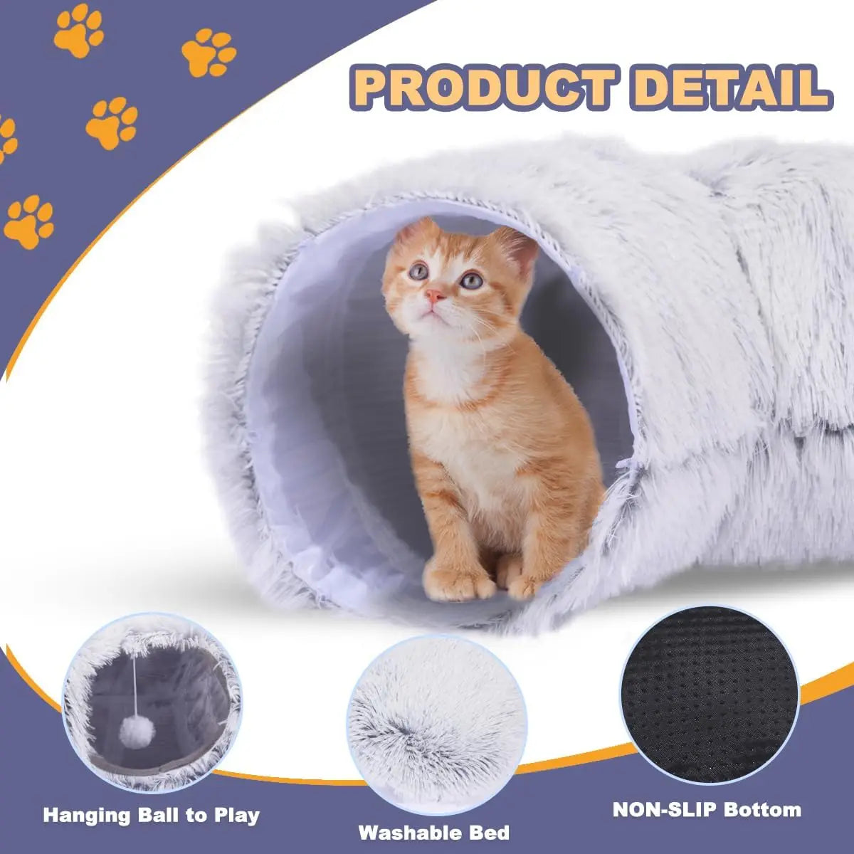 Foldable Plush Cat Tunnel Bed Cozy Hideaway