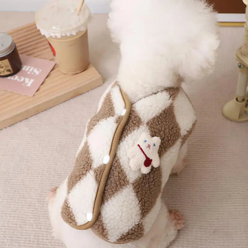 Classic Plaid Fleece Jacket for Dogs