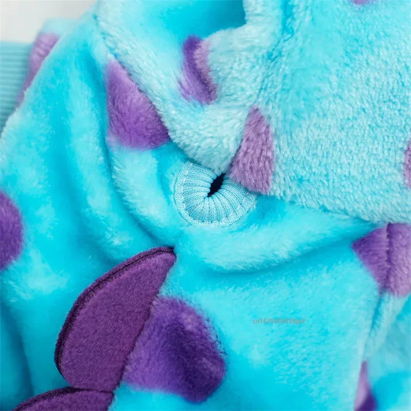 Cute Blue Dinosaur Hooded Pet Coat