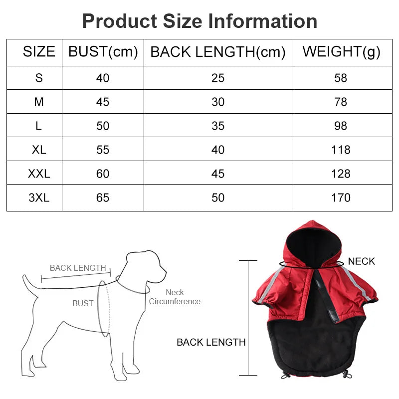 Reflective Hooded Waterproof Winter Dog Coat