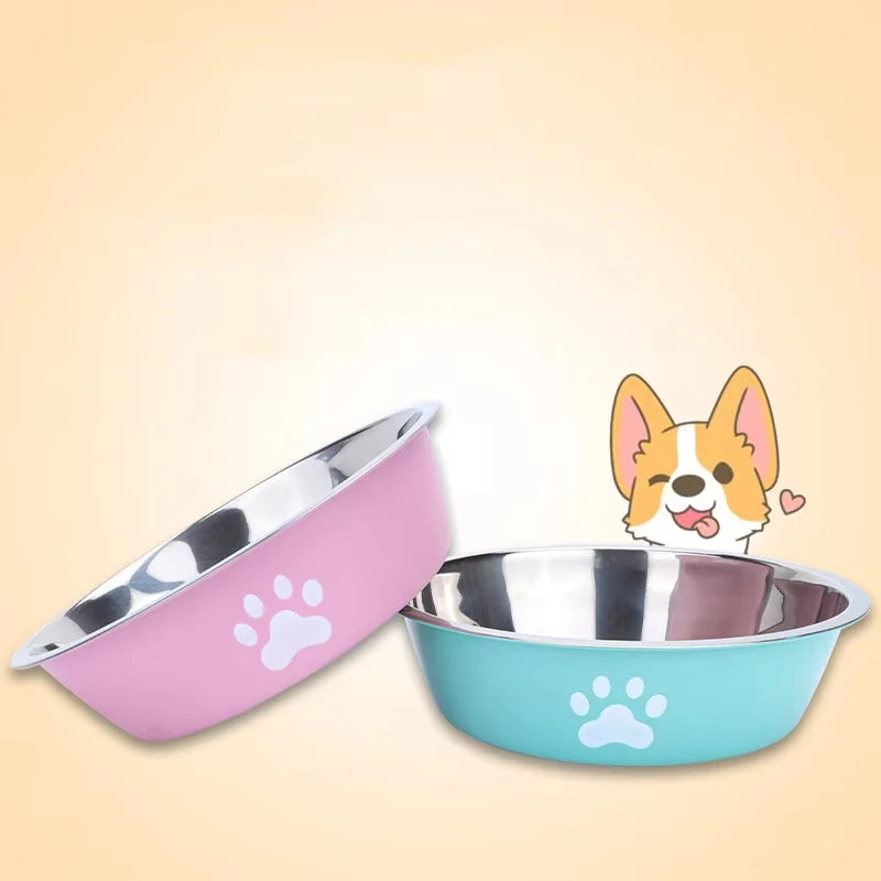 Paw Print Stainless Steel Pet Feeding Bowl