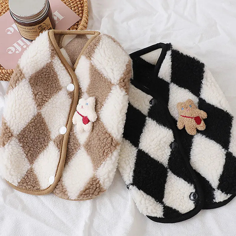 Classic Plaid Fleece Jacket for Dogs