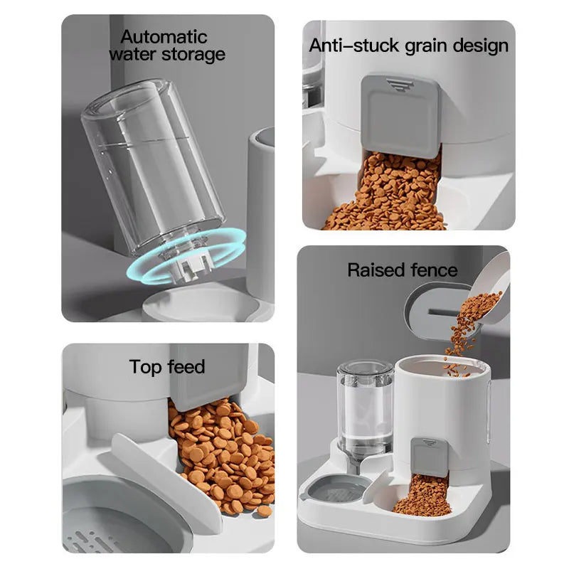 Gravity-Fed Cat Water & Food Dispenser