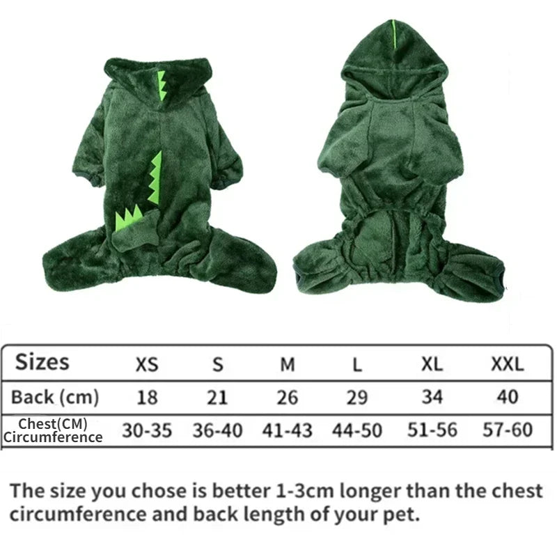 Cute Blue Dinosaur Hooded Pet Coat