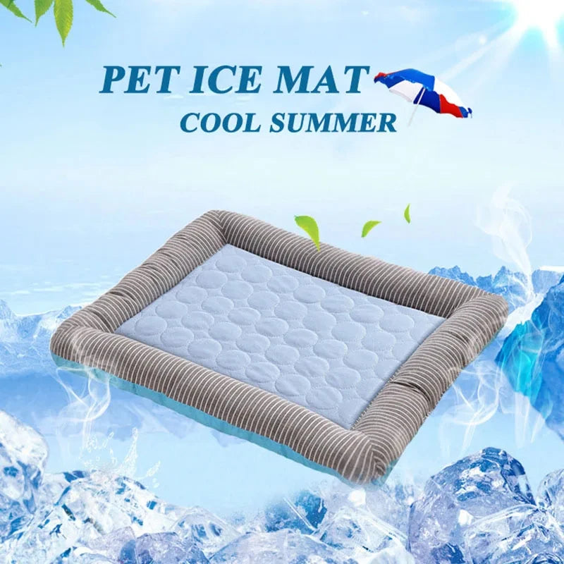 Cooling Ice Silk Pad Bed Dogs Cats