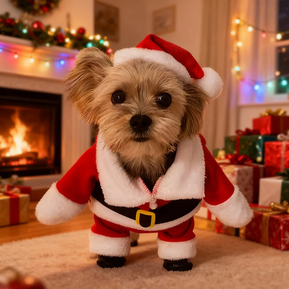 Festive Santa Costume for Small Dogs