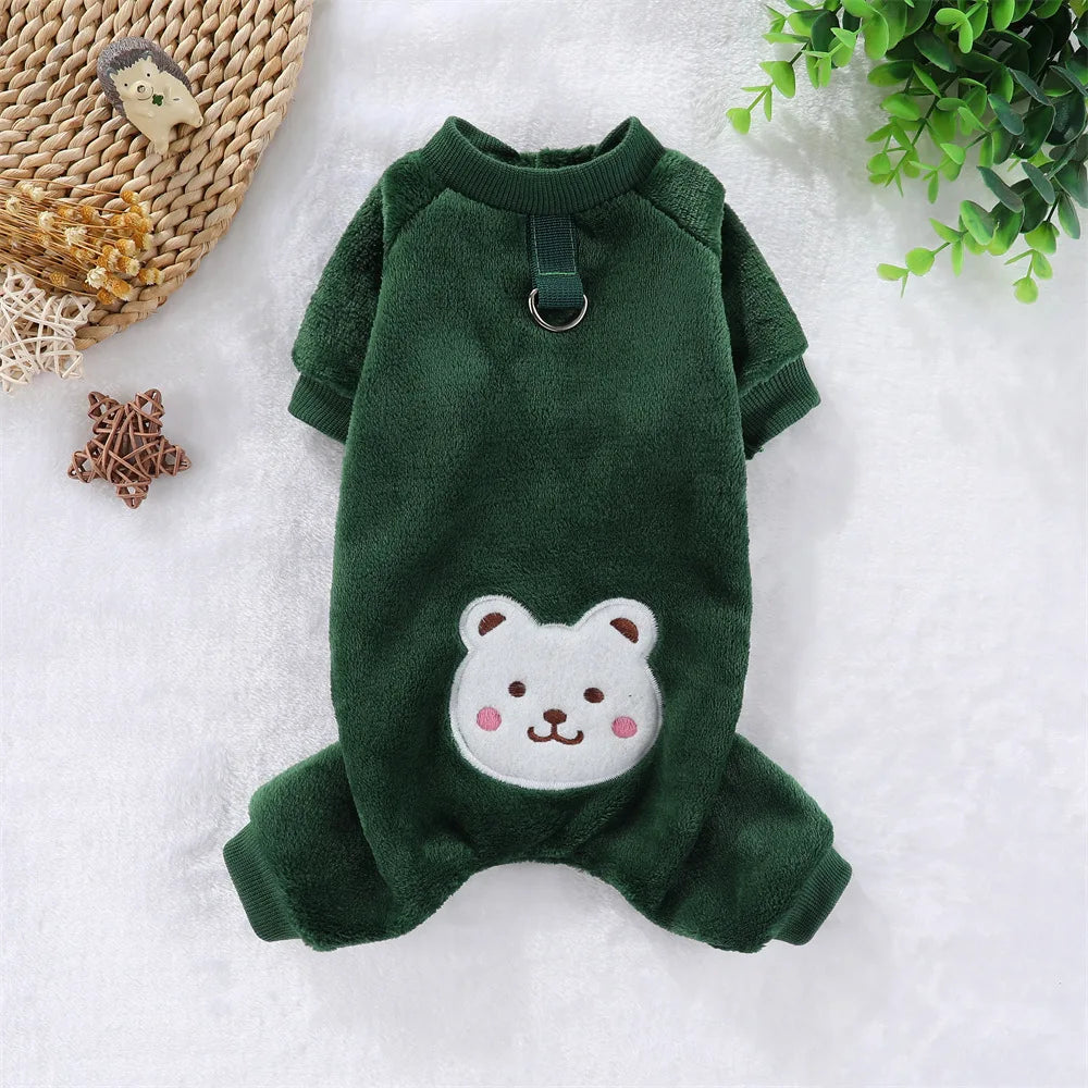 Warm Fleece Jumpsuit with Leash Ring