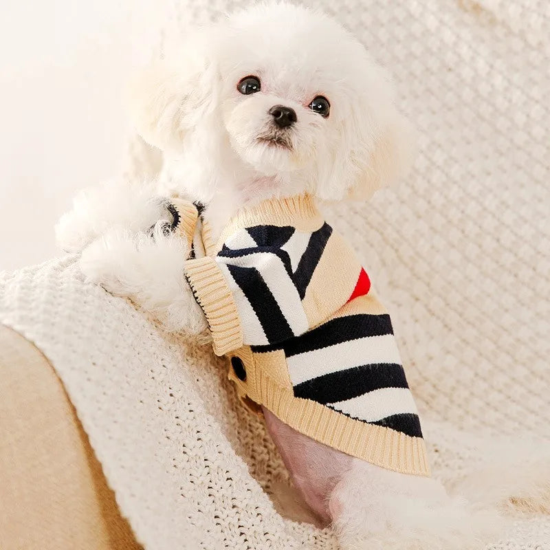 Luxury Striped Cardigan for Chic Pets