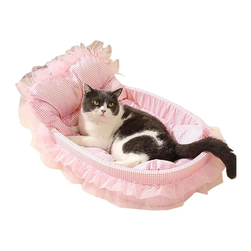 Lace-Trimmed Princess Sofa Bed for Cats Dogs